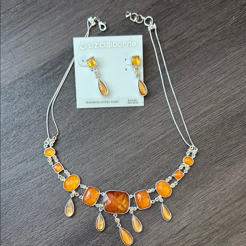 Liz Claiborne Orange and Silver Jewelry Set